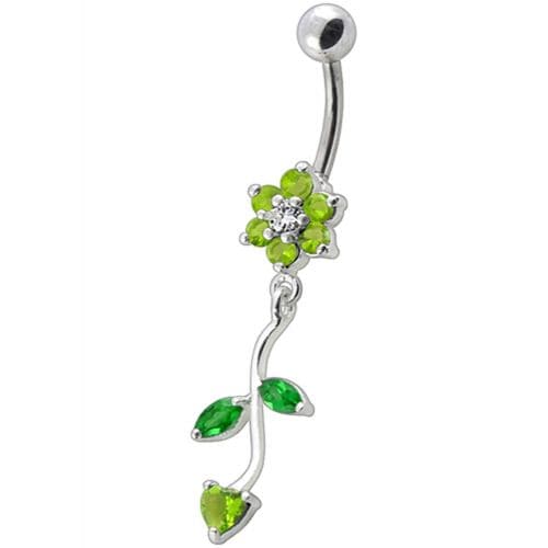 Fancy Multi Color Flower Dangling Navel Ring - Monster Piercing