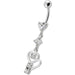 Fancy Heart Shape Jeweled Small Dangling Heart Banana Bar Belly Ring - Monster Piercing