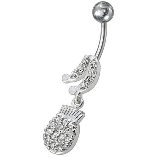 Fancy Fruits Jeweled Dangling Navel Belly Ring - Monster Piercing