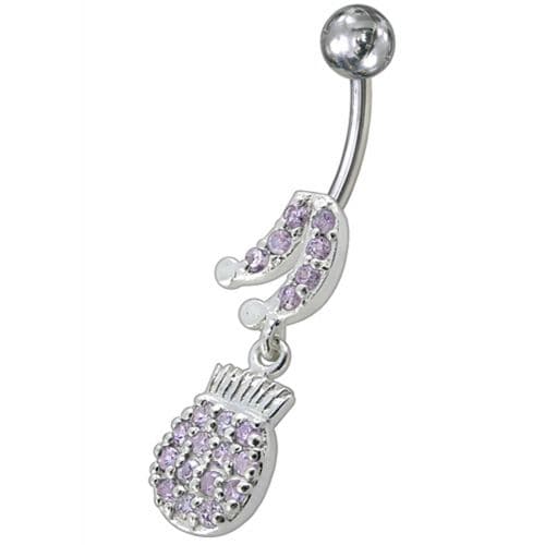 Fancy Fruits Jeweled Dangling Navel Belly Ring - Monster Piercing