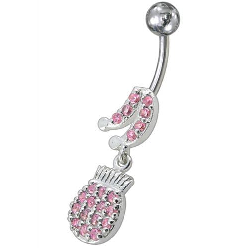 Fancy Fruits Jeweled Dangling Navel Belly Ring - Monster Piercing