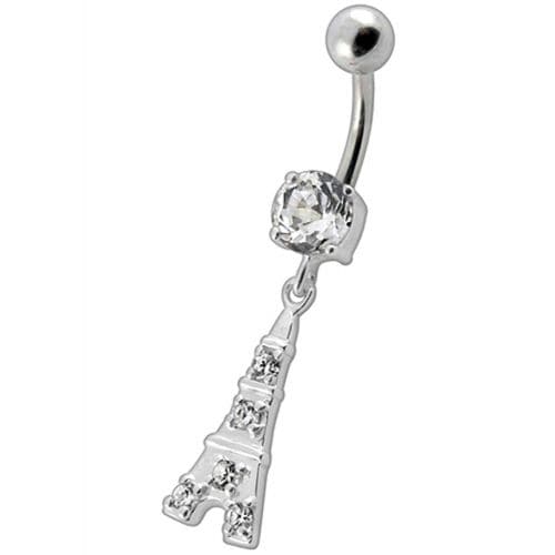 Fancy Jeweled "Eiffel Tower" Dangling Belly Ring - Monster Piercing