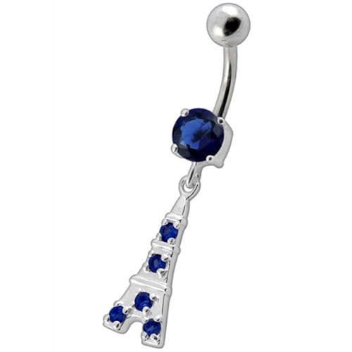 Fancy Jeweled "Eiffel Tower" Dangling Belly Ring - Monster Piercing