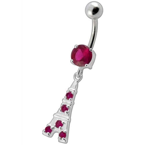 Fancy Jeweled "Eiffel Tower" Dangling Belly Ring - Monster Piercing