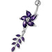 Fancy flower With Leafs Jeweled Silver Dangling Banana Belly Ring - Monster Piercing