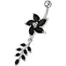 Fancy flower With Leafs Jeweled Silver Dangling Banana Belly Ring - Monster Piercing