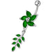 Fancy flower With Leafs Jeweled Silver Dangling Banana Belly Ring - Monster Piercing