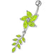 Fancy flower With Leafs Jeweled Silver Dangling Banana Belly Ring - Monster Piercing