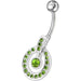 Fancy Multi Colored Round Shape Jeweled Dangling Banana Bar Belly Ring - Monster Piercing