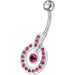 Fancy Multi Colored Round Shape Jeweled Dangling Banana Bar Belly Ring - Monster Piercing