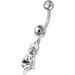 Silver Fancy cat with Single Stone Jeweled Dangling Belly Ring - Monster Piercing