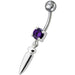 Silver bullet with Single Stone Fancy Jeweled Dangling Belly Ring - Monster Piercing