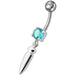 Silver bullet with Single Stone Fancy Jeweled Dangling Belly Ring - Monster Piercing