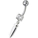 Silver bullet with Single Stone Fancy Jeweled Dangling Belly Ring - Monster Piercing