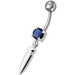 Silver bullet with Single Stone Fancy Jeweled Dangling Belly Ring - Monster Piercing