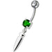 Silver bullet with Single Stone Fancy Jeweled Dangling Belly Ring - Monster Piercing