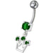 Fancy Silver Crown Jeweled Dangling Belly Ring - Monster Piercing