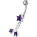 Fancy Standing Star Jeweled Dangling Navel Ring - Monster Piercing