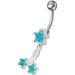 Fancy Standing Star Jeweled Dangling Navel Ring - Monster Piercing