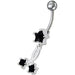 Fancy Standing Star Jeweled Dangling Navel Ring - Monster Piercing