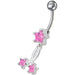 Fancy Standing Star Jeweled Dangling Navel Ring - Monster Piercing