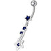 Silver Fancy Star Jeweled Dangling With SS Bar Navel Ring - Monster Piercing