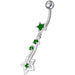 Silver Fancy Star Jeweled Dangling With SS Bar Navel Ring - Monster Piercing