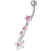 Silver Fancy Star Jeweled Dangling With SS Bar Navel Ring - Monster Piercing