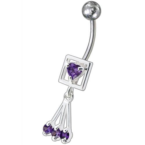 Fancy Centered In Box Jeweled Dangling Belly Ring - Monster Piercing