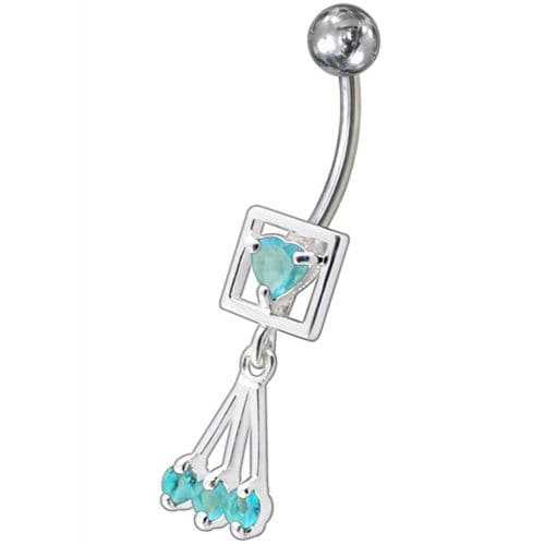 Fancy Centered In Box Jeweled Dangling Belly Ring - Monster Piercing