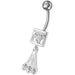 Fancy Centered In Box Jeweled Dangling Belly Ring - Monster Piercing