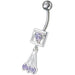 Fancy Centered In Box Jeweled Dangling Belly Ring - Monster Piercing