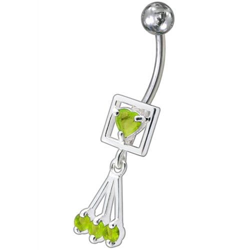 Fancy Centered In Box Jeweled Dangling Belly Ring - Monster Piercing