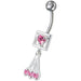 Fancy Centered In Box Jeweled Dangling Belly Ring - Monster Piercing