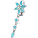 Fancy  Flower With Long Tail Jeweled Dangling Navel Ring - Monster Piercing