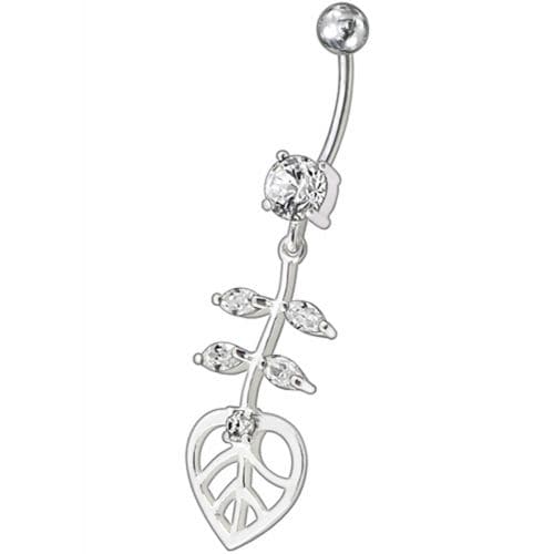 Fancy Heart Jeweled Dangling Navel Ring - Monster Piercing