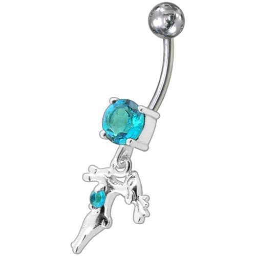 Fancy Jeweled With Single Stone Dangling Belly Ring - Monster Piercing