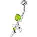 Fancy Jeweled With Single Stone Dangling Belly Ring - Monster Piercing