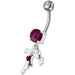 Fancy Jeweled With Single Stone Dangling Belly Ring - Monster Piercing