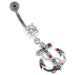 Fancy Jeweled Anchor And Cross Dangling Curved Belly Ring - Monster Piercing