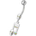 Fancy Skeleton Jeweled Dangling SS Bar Belly Ring  - Monster Piercing