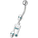 Fancy Skeleton Jeweled Dangling SS Bar Belly Ring  - Monster Piercing