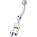 Fancy Skeleton Jeweled Dangling SS Bar Belly Ring  - Monster Piercing