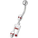 Fancy Skeleton Jeweled Dangling SS Bar Belly Ring  - Monster Piercing