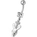 Jeweled Dangling Navel Ring With Fancy Devil Skull - Monster Piercing