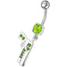 Dangling Silver Fancy GUN Jeweled Curved Bar Navel Ring - Monster Piercing