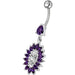 Jeweled Dangling Fancy  Glitter Flower SS Banana Bar Belly Ring Body Jewelry - Monster Piercing