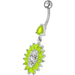 Jeweled Dangling Fancy  Glitter Flower SS Banana Bar Belly Ring Body Jewelry - Monster Piercing