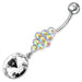 Fancy Zirconia Jeweled Dangling SS Bar Belly Ring - Monster Piercing