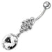 Fancy Zirconia Jeweled Dangling SS Bar Belly Ring - Monster Piercing